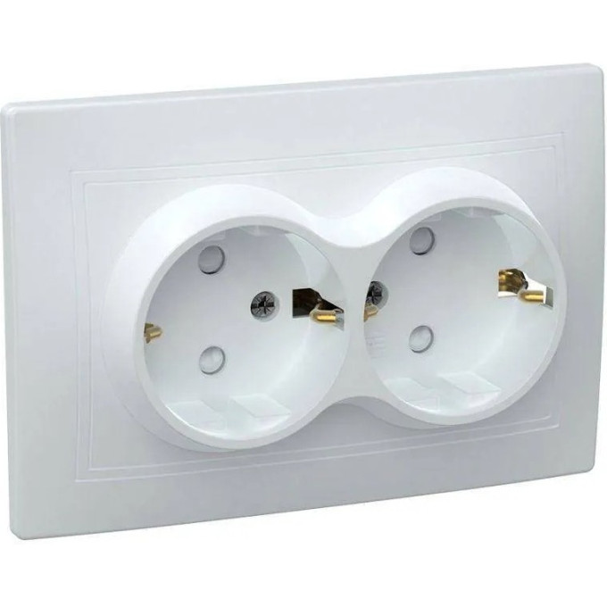 Розетка IEK ERK21-K01-16-DM 2-м СП Кварта РСш12-3-КБ 16А IP20 с заземл. защит. шторки бел.